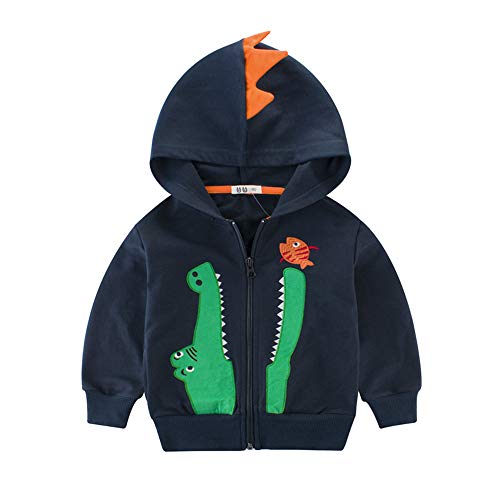 LitBud Kinder Jungen Hoodies für Kleinkind Cartoon Dinosaurier Jurassic World Park Reißverschluss Packaway Weihnachten Jacke Herbst Weihnachten Mantel 3-4 Jahre 110 von LitBud