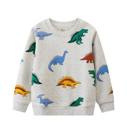 LitBud Kinder Pullover Jungen Sweatshirt Dinosaurier für Kleinkind Kleidung Top Langarm Jumper Rundhals T Shirt Herbst Winter für Kinder Größe 4-5 Jahre 5T Thanksgiving Geschenke von LitBud