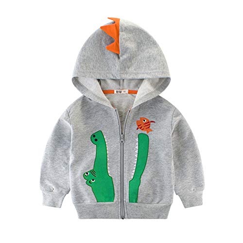 LitBud Kleinkind Jungen Hoodies Jacke Cartoon Dinosaurier Reißverschluss Weihnachten Packaway Herbst Mantel für Kinder 5-6 Jahre 130 von LitBud