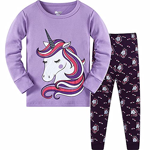 LitBud Mädchen Kinder Schlafanzüge Einhorn Nachtwäsche 2 stücke Lange Ärmel Tops + Hosen Sets für Kinder Größe 8-9 Jahre 9T Weihnachten das Erntedankfest Geschenk von LitBud