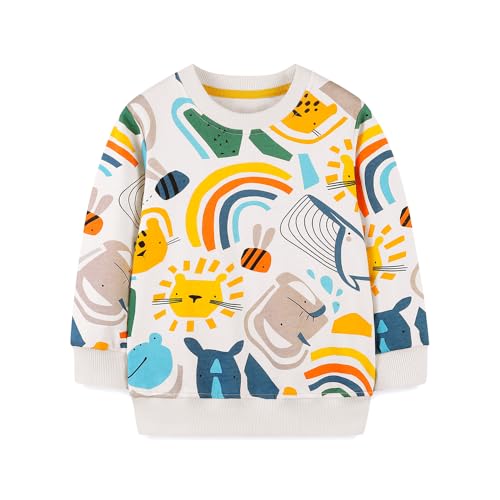 LitBud Pullover Jungen Regenbogen Sweatshirt für Kleinkind Kleidung Top Langarm Jumper Rundhals T Shirt Herbst Winter für Kinder Größe 3-4 Jahre 4T Weihnachten Geschenke von LitBud