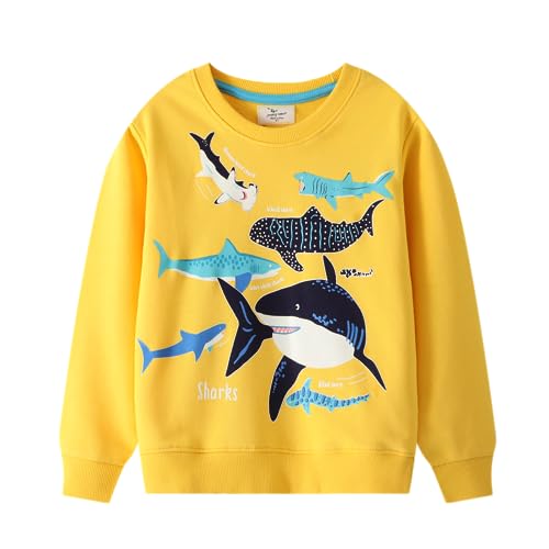 LitBud Pullover Kinder Jungen Sweatshirt Hai für Kleinkind Kleidung Top Langarm Jumper Rundhals T Shirt Herbst Winter für Kinder Größe 7-8 Jahre 8T Thanksgiving Geschenke von LitBud