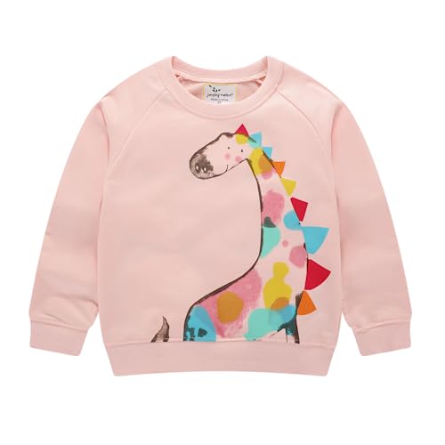 LitBud Pullover Kinder Mädchen Sweatshirt Dinosaurier für Kleinkind Kleidung Top Langarm Jumper Rundhals T Shirt Herbst Winter für Kinder Größe 6-7 Jahre 7T Thanksgiving Geschenke von LitBud