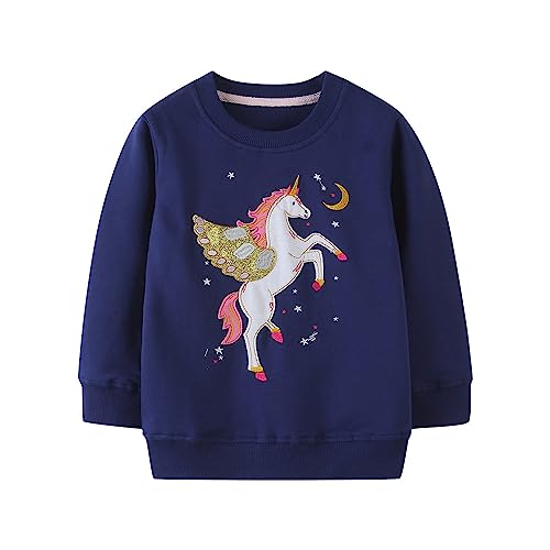 LitBud Sweatshirt Mädchen Einhorn Pullover für Kleinkind Kleidung Top Langarm Jumper Rundhals T Shirt Herbst Winter für Kinder Größe 1-2 Jahre 2T Weihnachten Geschenke von LitBud