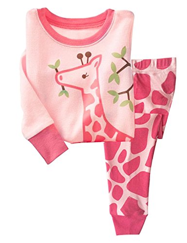 Mädchen Giraffe Weihnachten Schlafanzüge Nachtwäsche 2 stücke Lange Ärmel Tops + Hosen Sets für Kleinkind Größe 9-10 Jahre 10T das Erntedankfest Geschenk von LitBud