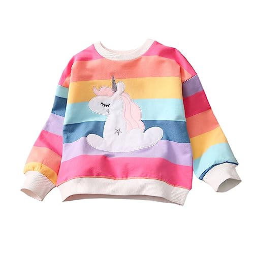 LitBud Pullover Kinder Mädchen Sweatshirt Einhorn Regenbogen für Kleinkind Kleidung Top Langarm Jumper Rundhals T Shirt Herbst Winter für Kinder Größe 6-7 Jahre 7T Thanksgiving Geschenke von LitBud