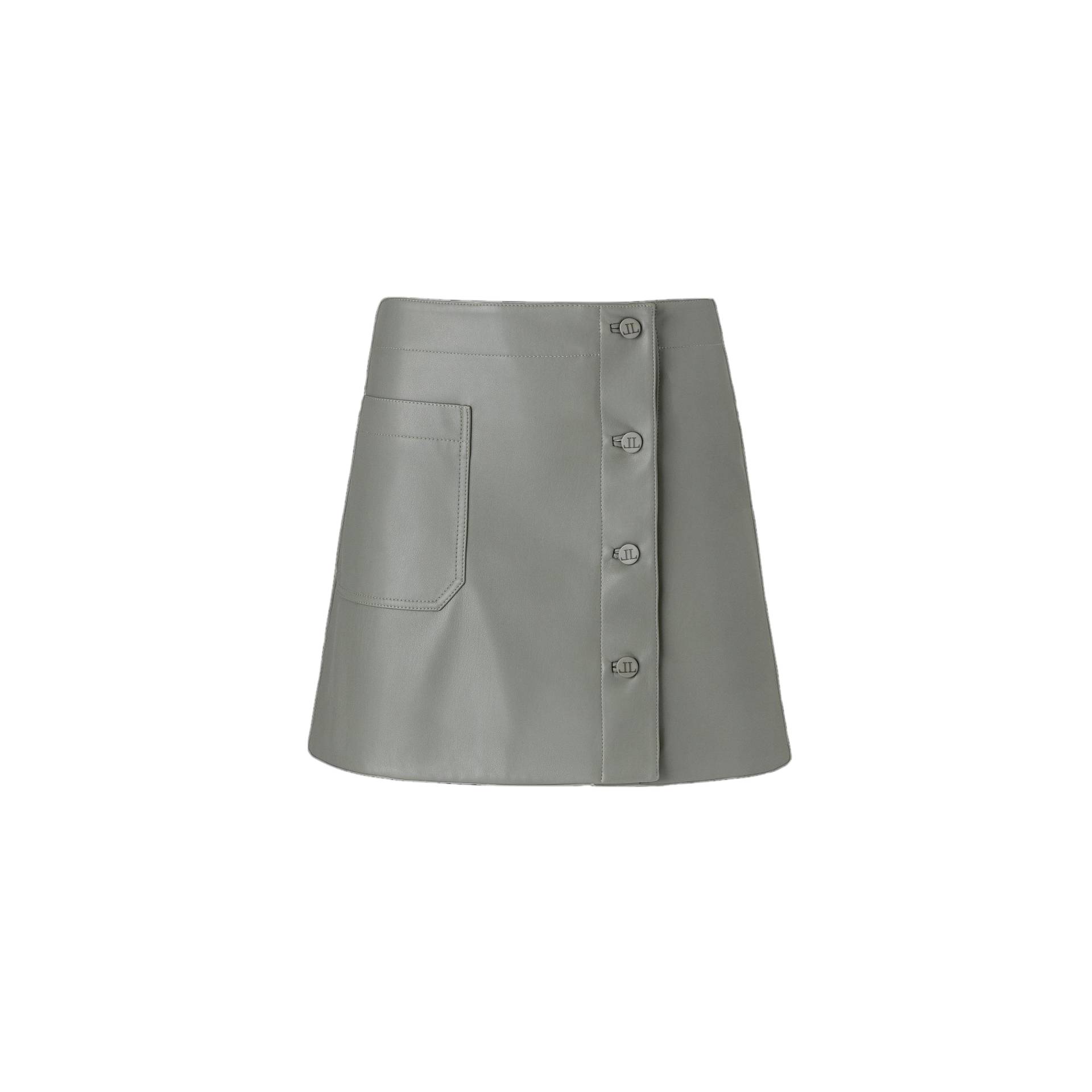 Faux leather olive green A-line skirt von Lita Couture