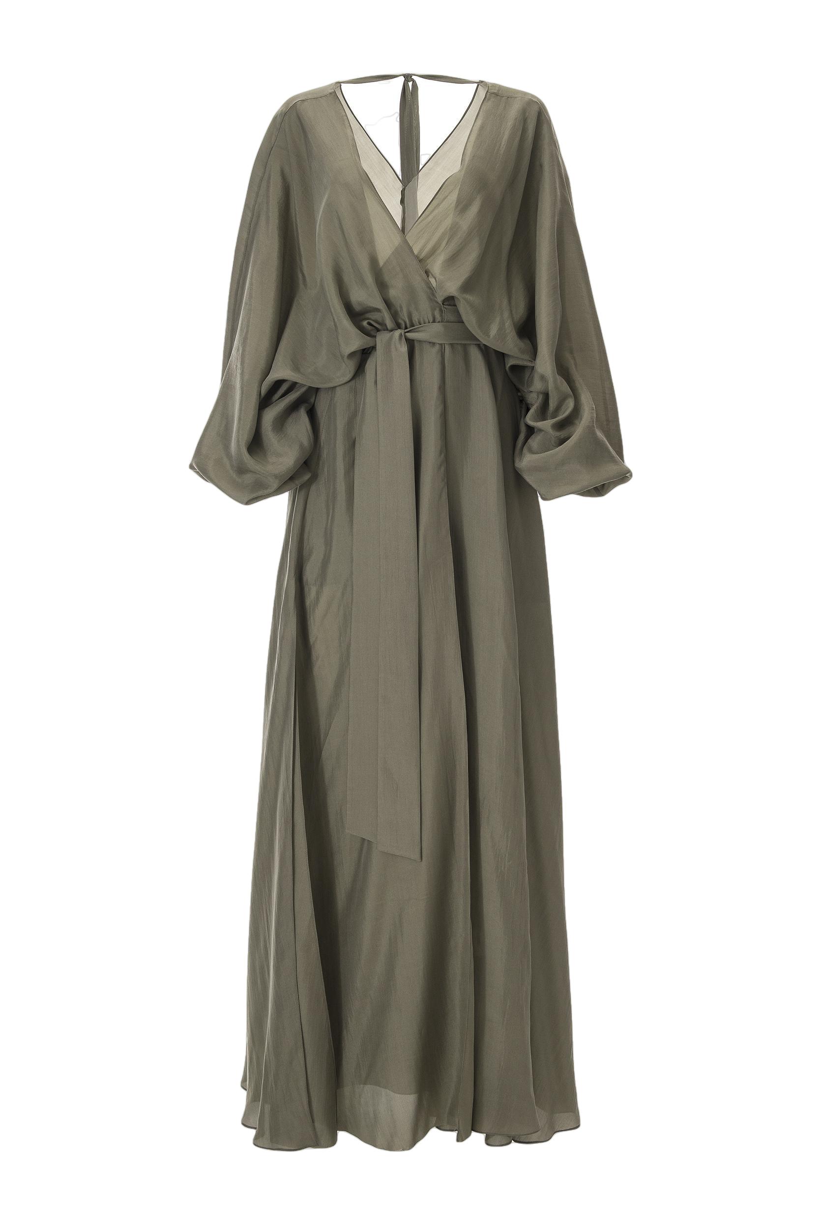 Pure silk wrap dress in olive von Lita Couture