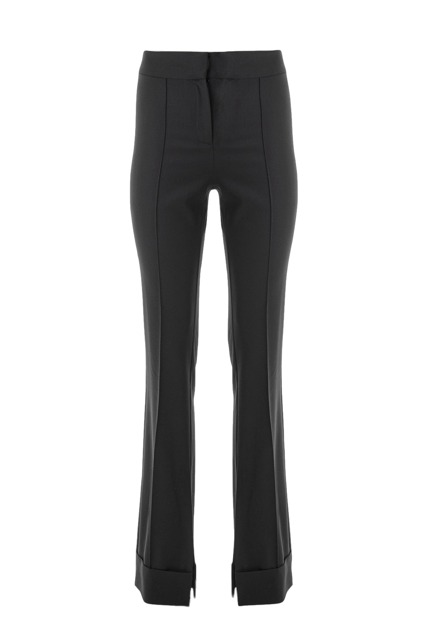 Wool straight-leg trousers with side splits in black von Lita Couture