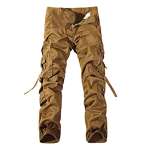 Herren Cargohose Breite Hosen Herren Herrenmode Palazzohose Muay Thai Hose Motorrad Cargohose Herren Cargo HoseHose Herren Lang Leinen Anzug Herren(Gelb,XXL) von Litale