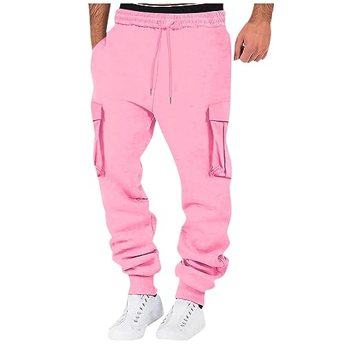 Herren Jogginghose Männer Geschenke Golfhosen Winter Warm Sport Hose Herren Jogginhosen Herrn Tanzhose Herren Latein Tennis Hose Herren Rote Hose Herren Tarnhose Herren(Pink,L) von Litale