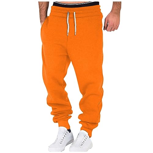 Herren Trainingshose Vintage Sweatpants Herren Fitness Chino Hose Herren Junge Schöne Bell-Bottoms Schwarze Hose Yoga Hosen Herren Hose Herren Lang Sport(Orange,XXL) von Litale