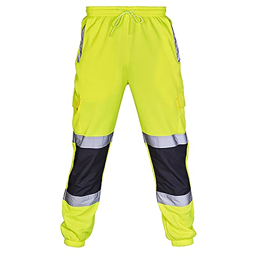 Hose Herren Sporthose Arbeitshose Sicherheit Hosen mit Reflektierendstreifen Hosen Baumwolle Jogging Warnschutzhose Länge Sicherheit Trainingshose Outdoor Fitness Laufen Hosen von Litale