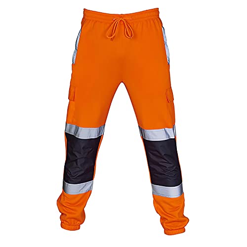 Hose Herren Sporthose Arbeitshose Sicherheit Hosen mit Reflektierendstreifen Hosen Baumwolle Jogging Warnschutzhose Länge Sicherheit Trainingshose Outdoor Fitness Laufen Hosen von Litale