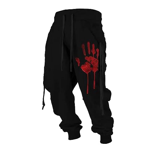 Jogger Trainingshose Herren Classics Sporthose Joggen Wanderhose Herren Sports Yogahose Lustige Hosen Für Männer Mit Fashion Loos Breite Hose Trekkinghose Herren(Red,L) von Litale