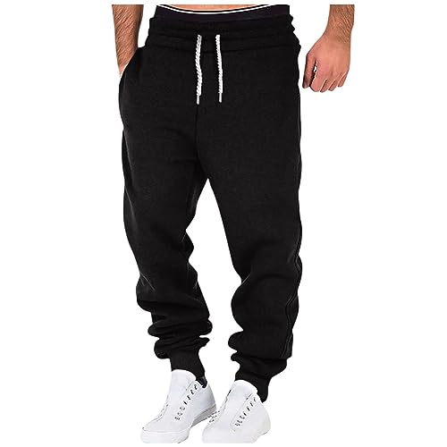 Jogginghose Herren Lässig Chino Hose Jogginghose Classics Herren Hose Schlafanzughose Herren Lang Oversized Leggins Herren Sport Schwarz Lange Gerade and Hose Herren(Black,M) von Litale