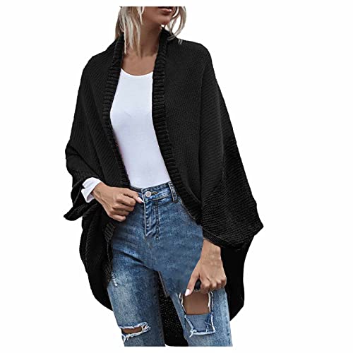 Litale Damen Offener Cardigan Grobstricken Fledermaus Übergroß Pullover-Jacke Lose Open-Front Top-Oberbekleidung von Litale