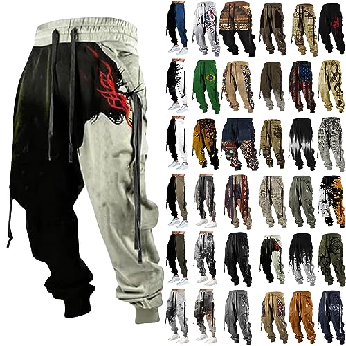 Litale Jogger Trainingshose Herren Baggy Joginghossemänner Männer Geschenke Arbeitshosen Männer Jock Hose Breit S-Hose Men's Pants Tau Sporthose Lockern Taille and Herren Hose(Red,M) von Litale