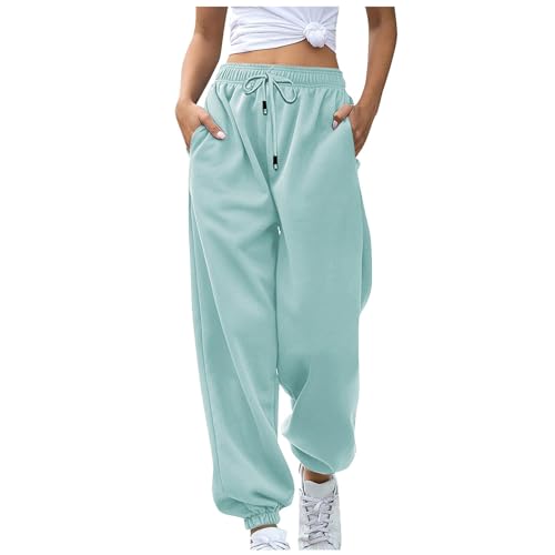 Litale Pyjama Hose Fleecehose Damen Warm Fluffy Pyjama Pants Weite Hose Damen Partner Weihnachts Schlafanzug Sweatpants Damen Damen Hose Karierte Hose Damen Weihnachtspyjama Damen(Mint Green,XXL) von Litale