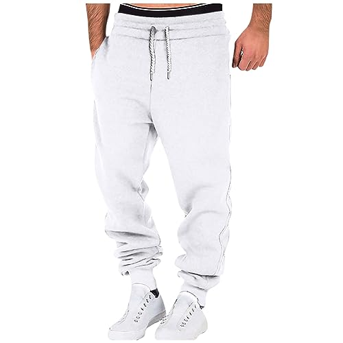 Litale Sport Hose Herren Winter Warm Activewear Baggy Herren Sporthose Kickboxen Hose Sportkleidung Mann Schlupfhose Herren Strandhose Herren Lang Trainingshose Herren(White,L) von Litale