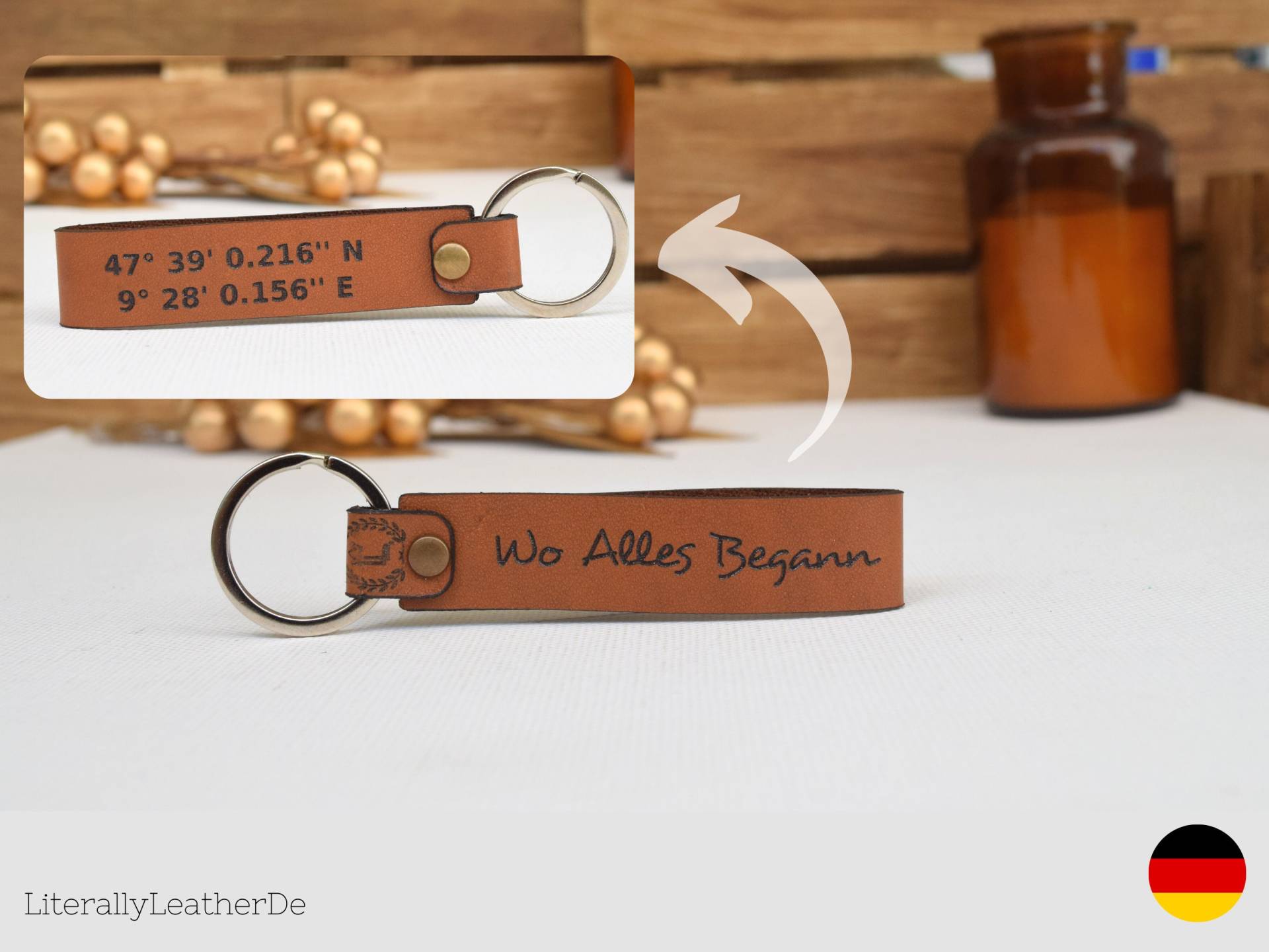 Personalisierter Leder-Schlüsselanhänger Mit Koordinaten - Wo Wir Uns Trafen Geschenk Zum 3. Hochzeitstag Gravur Personalisierter Leder-Schlüsselanhänger Mit Koordinaten - Wo Wir Uns Trafen Geschenk Zum 3. Hochzeitstag Gravur von LiterallyleatherDE