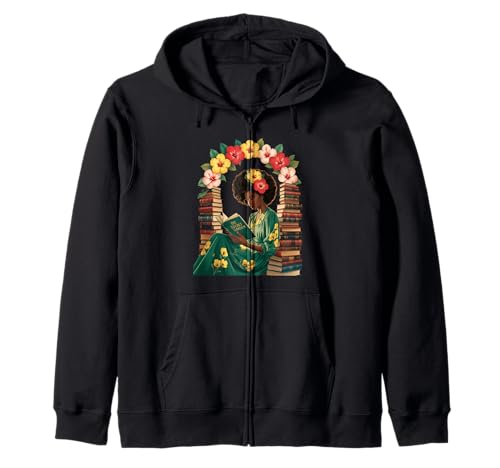 Buchliebhaber Spruch Frau liest umgeben von Blumen Mama Kapuzenjacke von Literary Quote Reader Feminist Aesthetic Nature