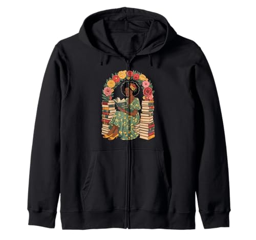 Buchliebhaber Spruch Frau liest umgeben von Blumen Mama Kapuzenjacke von Literary Quote Reader Feminist Aesthetic Nature