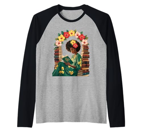 Buchliebhaber Spruch Frau liest umgeben von Blumen Mama Raglan Buchliebhaber Spruch Frau liest umgeben von Blumen Mama Raglan von Literary Quote Reader Feminist Aesthetic Nature