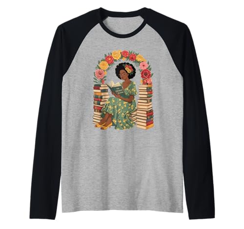 Buchliebhaber Spruch Frau liest umgeben von Blumen Mama Raglan Buchliebhaber Spruch Frau liest umgeben von Blumen Mama Raglan von Literary Quote Reader Feminist Aesthetic Nature