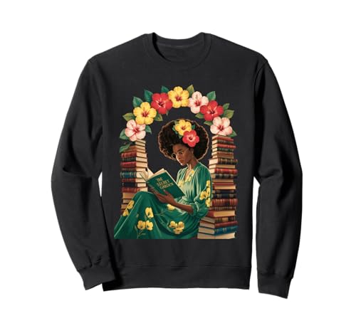 Buchliebhaber Spruch Frau liest umgeben von Blumen Mama Sweatshirt von Literary Quote Reader Feminist Aesthetic Nature