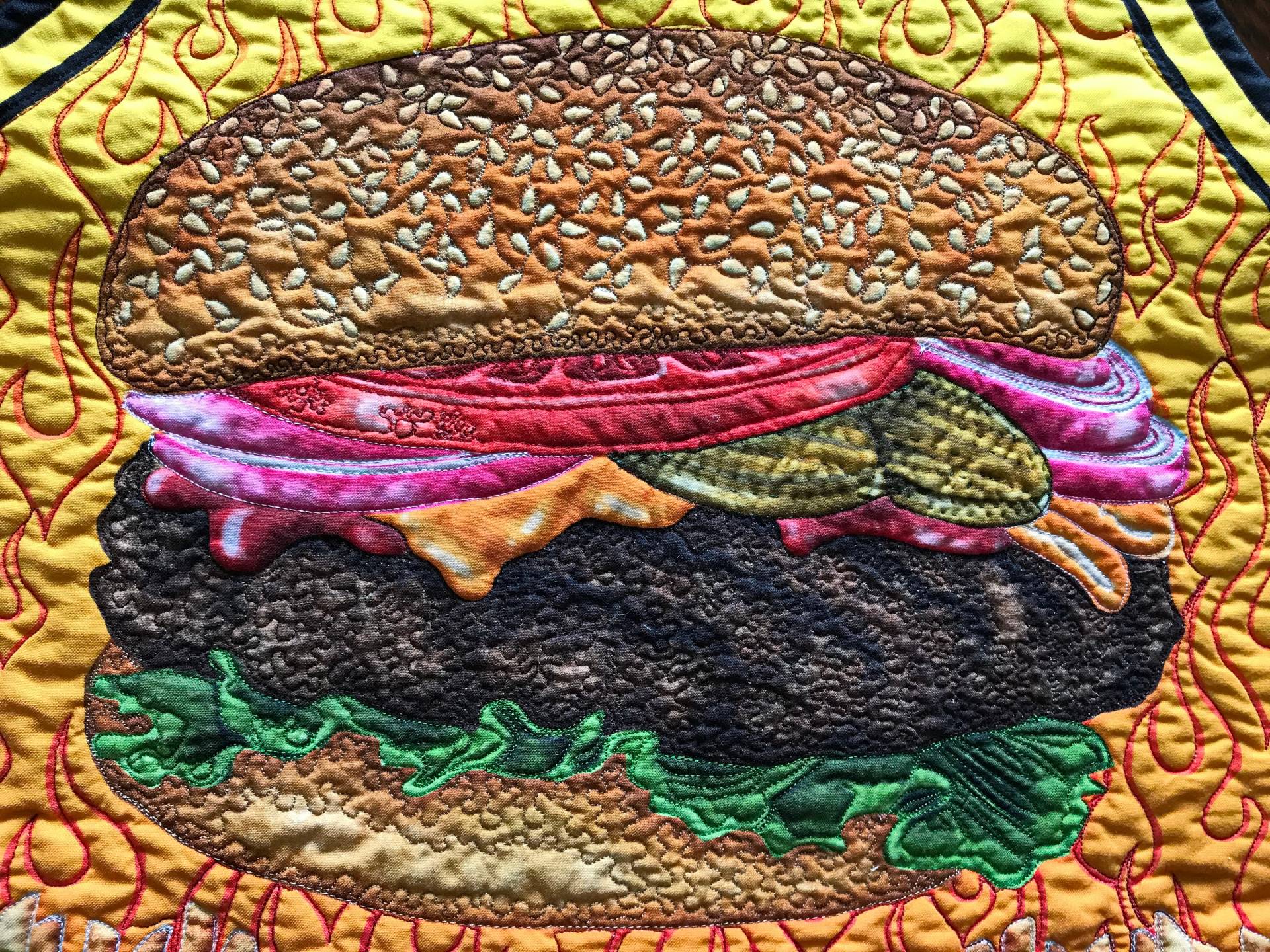 Quilt-Kochschürze Aus Reiner Baumwolle Mit Einem "Hamburger" Motiv von LithaQuilts