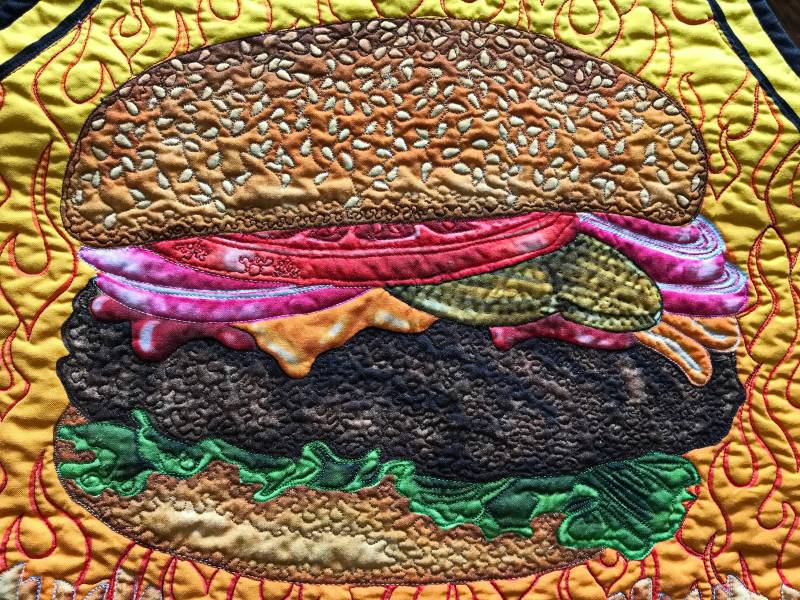 Quilt-Kochschürze Aus Reiner Baumwolle Mit Einem "Hamburger" Motiv von LithaQuilts