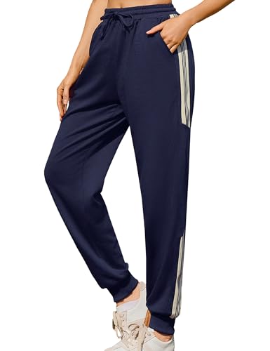 Litherday Jogginghose Damen Lang Baumwolle Sporthose Frauen Freizeithose High Waist Sweatpants Laufhosen Modern Trainingshose mit Taschen und Tunnelzug von Litherday