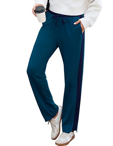 Litherday Jogginghose Damen Sporthose Lang Baumwolle Freizeithose High Waist Traininghose Geradem Bein Hose mit elastischem Bund und Taschen von Litherday