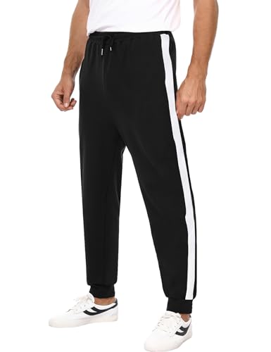 Litherday Jogginghose Herren Lang Sporthose Baumwolle Freizeithosemit Taschen und Elastischer Bund, Schwarz, S von Litherday