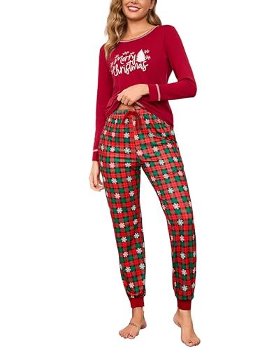 Litherday Schlafanzug Damen Lang Pyjama Set Baumwolle Nachtwäsche Winter Zweiteiliger Sleepwear von Litherday