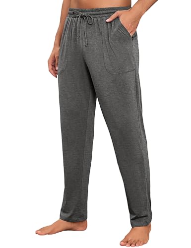 Litherday Schlafanzughose Herren Lang Baumwolle Pyjamahose Nachtwäsche Hose mit Taschen Locker Loungehose Freizeithose für Herren mit Gummibund Freizeithose von Litherday