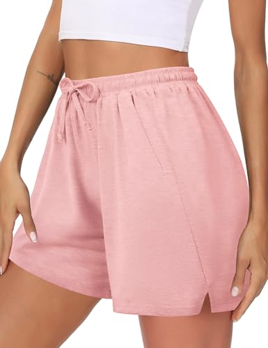 Litherday Shorts Damen Sommer Sportshorts Kurz Hosen Trainingshose Kurze Short Sportliche Freizeitshorts für Frauen Baumwolle Jogginghose mit Taschen Sport Zum Fitness, Running, Gym, Basketball von Litherday