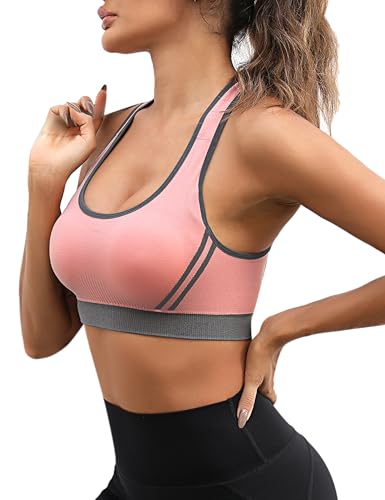 Litherday Sport BH Damen Sports Bra Gekreuzt Rücken BH Ohne Buegel Push up Yoga Bra Sport Bustier Damen Bustier BH, Rosa, S von Litherday