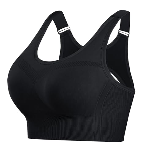 Litherday Sport BH Damen Starker Halt Push Up Yoga Sports Bra Ohne Buegel mit Abnehmbar Gepolstert Verstellbar Träger für Fitness Lauf Jogging Schwarz S von Litherday