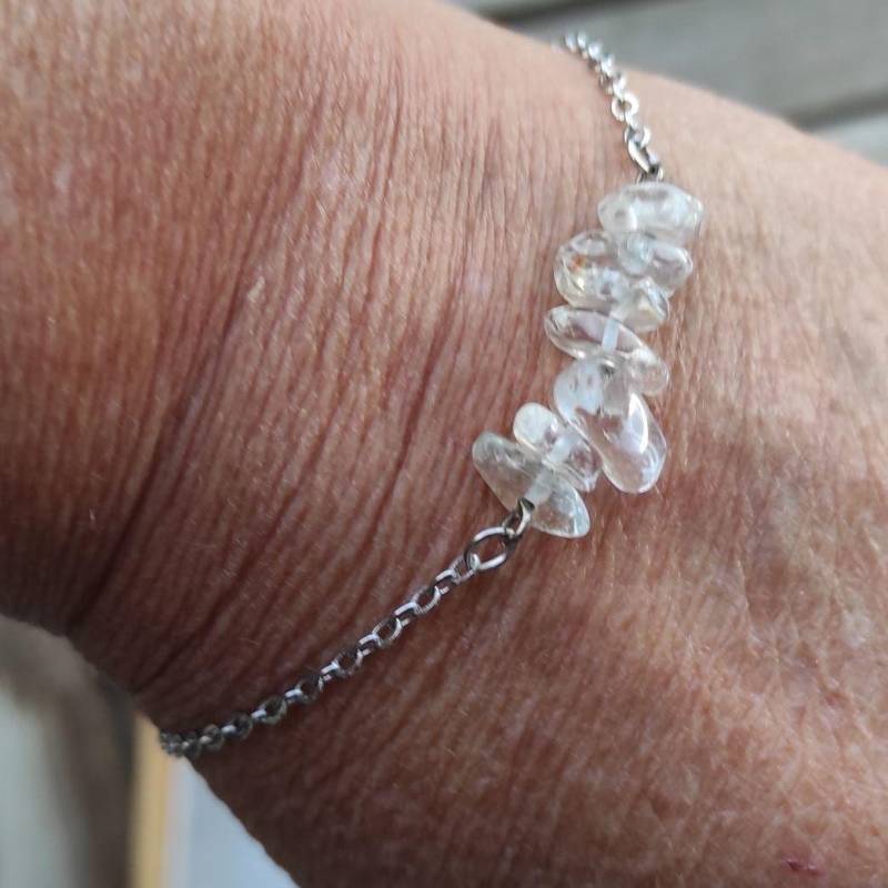 Kristall Quarz Bar Armband in 925 Silber, Heiler Fußkettchen, Schmuck Geschenk Für Sie von LithoBaia