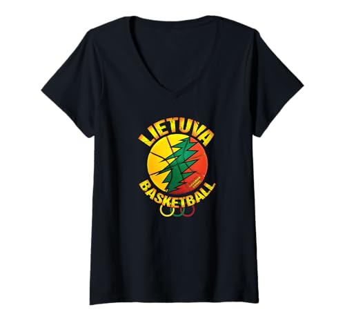 Damen Lietuva Basketball von Lithuania Strong T-Shirt mit V-Ausschnitt Damen Lietuva Basketball von Lithuania Strong T-Shirt mit V-Ausschnitt von Lithuania Strong - Old Tortuga Trading Co.