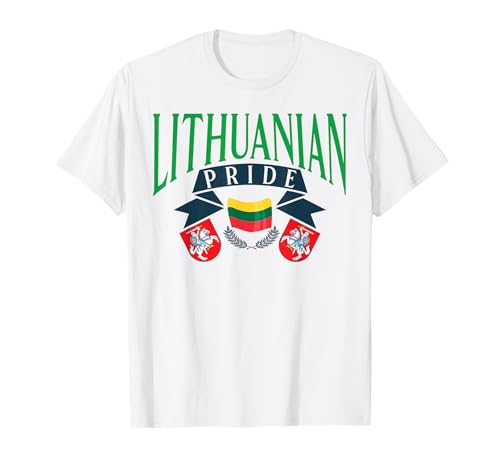 Litauische Pride-Flagge und Vytis für Männer und Frauen. T-Shirt von Lithuanian Pride Products