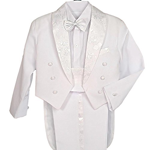 Lito Angels 5 Teiliges Anzug Set für Kinder Jungen, Gentleman Smoking Taufanzug Hochzeit Festlich Kinderanzug, Weiss, Größe 6 Jahre 116 von Lito Angels