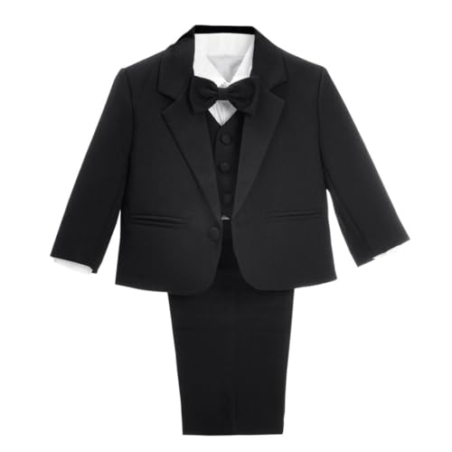 Lito Angels Baby Anzug Jungen Hochzeit, 5 Teiliges Set (Sakko, Weste, Hemd, Hose & Krawatte), Schwarz, Größe 6 Monate 68, 057 (Tag-Nummer 6M) von Lito Angels
