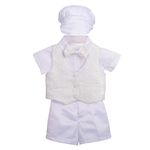 Lito Angels Baby Jungen 4 Stück Taufbekleidung Taufanzug Taufe Hochzeit Anzug mit Hut 3-6 Monate Eweiß von Lito Angels
