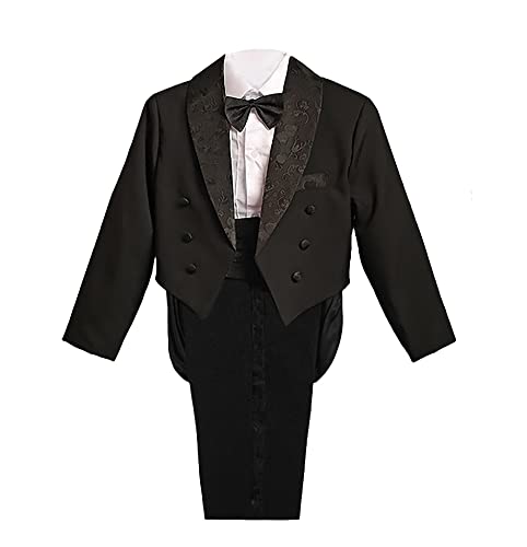 Lito Angels 5 Teiliges Anzug Set für Baby Jungen, Gentleman Smoking Hochzeit Festlich, Schwarz, Größe 12-18 Monate 86 von Lito Angels
