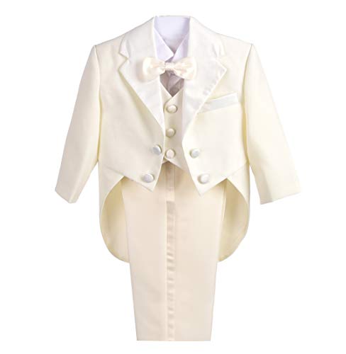 Lito Angels 5 Teiliges Anzüge & Sakkos Set für Baby Jungen, Gentleman Smoking Anzug Hochzeit, Elfenbein, Größe 12 Monate 80 von Lito Angels