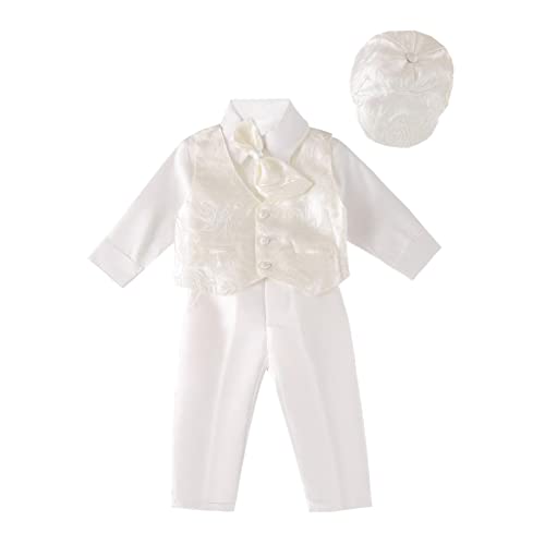 Lito Angels Baby Jungen Taufkleidung Taufanzug Taufe Kleidung Anzug mit Haube Größe 18-24 Monate 92, Elfenbein von Lito Angels