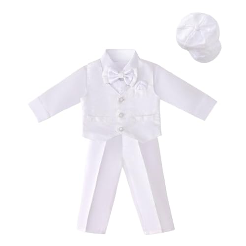 Lito Angels Baby Jungen Taufkleidung Taufanzug Taufe Kleidung Weißer Anzug mit Haube Größe 18-24 Monate 92 (Tag-nummer XL) von Lito Angels